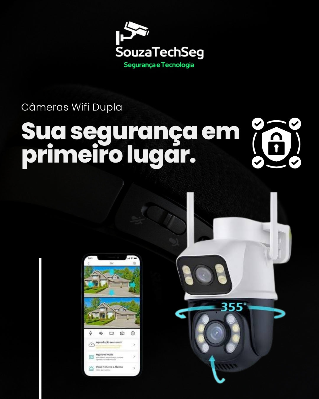 Câmera de segurança Dupla Wi-Fi